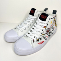 Stranger Things Hellfire Club Mens US 10 Akedo White High Top Shoes Sneakers NEW - £98.91 GBP