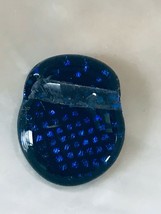 Estate Black w Cobalt Blue Dots Fused Art Glass Oval Pendant – 1 x 0.75 inches – - $10.39