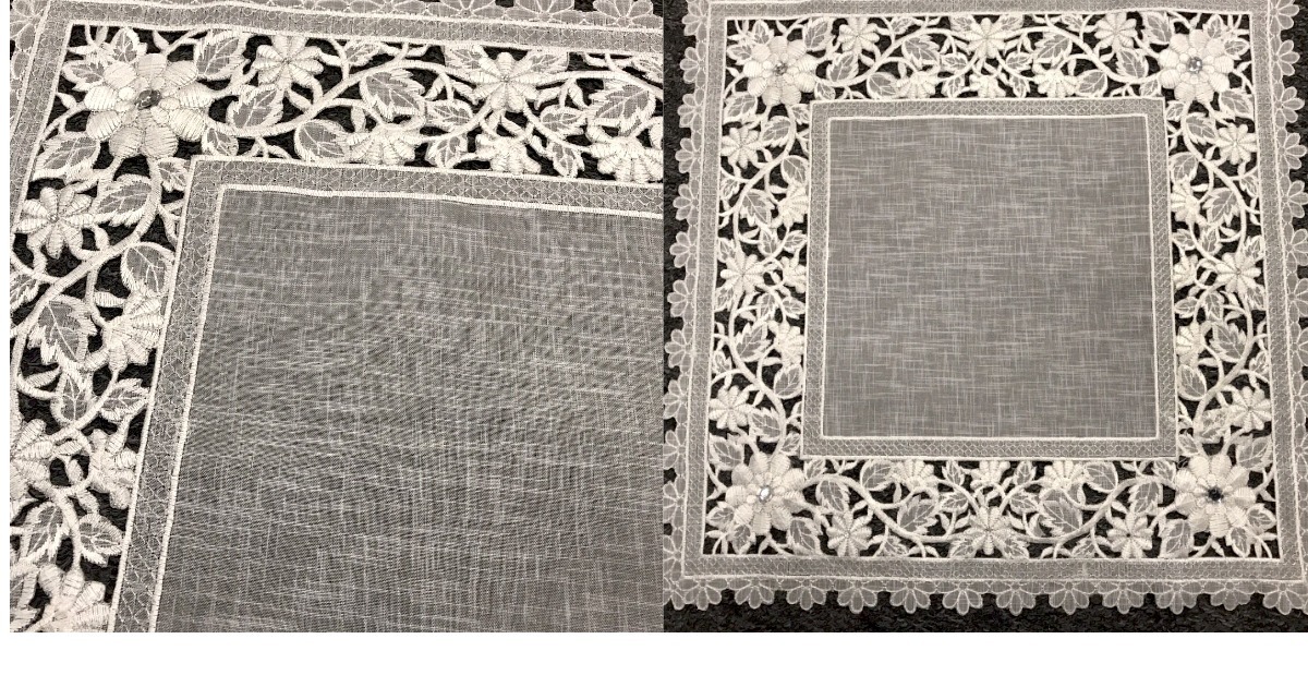18&quot; Embroidery Lace Organza Square Table Doily Placemats White Wedding P... - $28.99