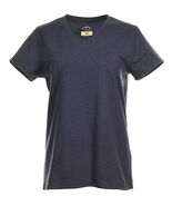 Blue Mountain Women's Short Sleeve V-Neck T-Shirt Navy Heather Small YKL... - $21.55
