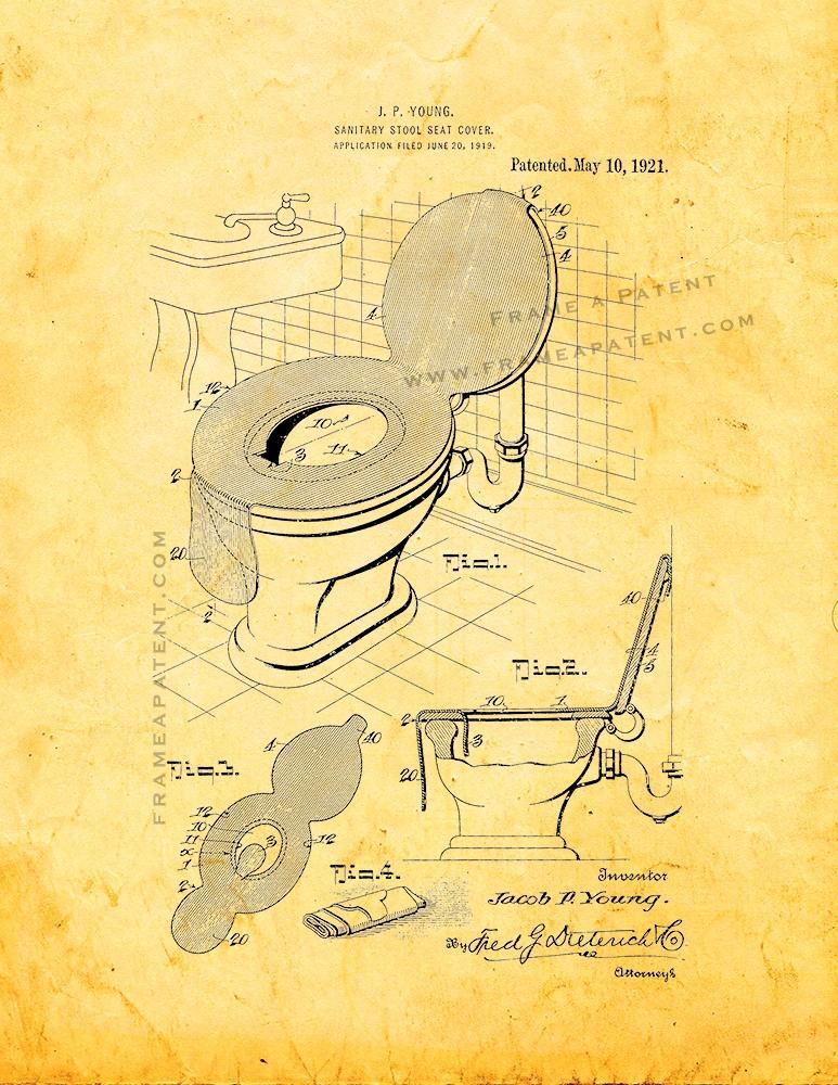 Sanitary Stool-seat Cover Patent Print - Golden Look - £6.28 GBP - £32.38 GBP