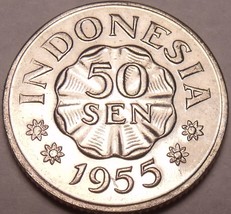 Gem Unc Indonesia 1955 50 Sen~Last Year Ever Minted This Type - £2.44 GBP