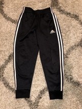 Adidas Trefoil Boys Black White 3 Stripe Joggers Size 8 - £5.23 GBP