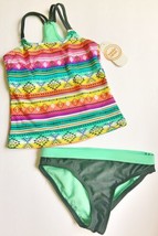 Girl’s Aztec Tankini Swimsuit- 4 5 XS Multicolor Two Piece NEW - £7.99 GBP