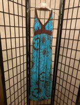 EUC B. Smart Turquoise &amp; Brown Maxi Dress Size 10 - $24.75