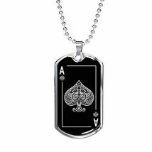 Express Your Love Gifts Casino Poker Ace of Spades Dog Tag Engraved Stainless St - £47.43 GBP