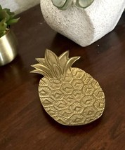 Vintage Solid Brass Pineapple Trinket Dish tray Gold tone decor glam key holder - $10.85