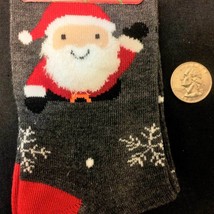 Christmas Novelty Fuzzy SANTA CLAUS-SNOWFLAKES CREW SOCKS Casual Rockabi... - $71.65 MXN