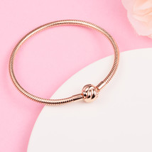 2022 Release 14K Rose gold-plated Moments Love Knot Snake Chain Chram Bracelet  - £23.58 GBP+