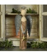 SERAFINA ANGEL WITH STAR STATUE CHRISTMAS DECORATION WOOD &amp; METAL HAND M... - $247.49