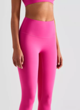 High Waisted Yoga Pants-Women&#39;s Pink Leggings - £14.35 GBP