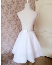 Fluffy White Tulle Skirt Outfit Women A-line Custom Plus Size Midi Party Skirt image 7