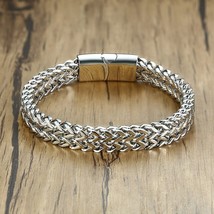 VNOX Men&#39;s 8.5MM Double Wheat Chain Bracelets Stainless Steel High Polished Male - £17.64 GBP