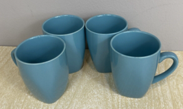 10 Strawberry Street Nova  Teal Coffee Tea Mug Cup Set Of Four 4&quot; H 3½&quot; D - £11.00 GBP