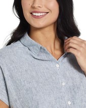 Weatherproof Vintage Ladies&#39; Size Large Tie Front Linen Shirt, Blue Pinstripe - £14.94 GBP