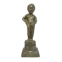 Brass Peeing Boy Mini Statue Figurine 3.25&quot; Tall Bruxelles Cake Topper - $12.95