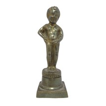 Brass Peeing Boy Mini Statue Figurine 3.25&quot; Tall Bruxelles Cake Topper - £10.51 GBP