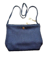 Lina Woven Knit Handbag Shoulder bag Crossbody 7.5x10&quot; Sky Blue Sack Style - £18.17 GBP