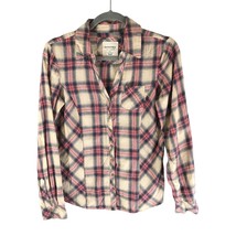 Sonoma Womens Button Down Shirt Western Cotton Plaid Pocket Ivory Pink S - £7.80 GBP
