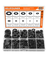 600-Piece Black Nylon Flat Washer Kit – 8 Sizes M2 to M10 Assortment Set - $268.97 MXN