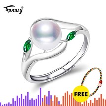 FENASY freshwater pearl cute ring 925 Sterling Silver Ring cultured Real Pearl R - £14.24 GBP