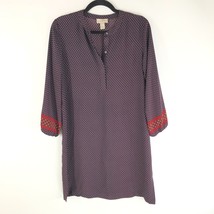 Ann Taylor LOFT Shift Dress 3/4 Sleeve Polka Dot Burgundy Blue XS - £11.36 GBP