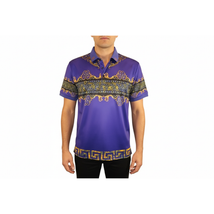 Men's Sports Polo Shirt Barocco Fashion Printed Short Sleeves Soft BSP612 Indigo image 6