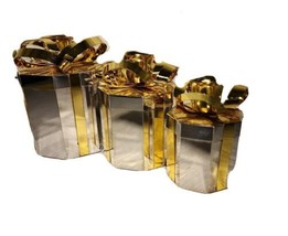 Set 3 Godinger Candle Holder Boxes Packages Silverplate &amp; Brass Christmas - £17.40 GBP