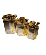 Set 3 Godinger Candle Holder Boxes Packages Silverplate &amp; Brass Christmas - £17.13 GBP