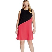 NWT Womens Size 6 Calvin Klein Black Melon Colorblock Sleeveless A-Line Dress - £30.96 GBP
