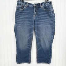 Silver Jeans Womens 14 Suki Capri Joga Blue Denim Distress Western Cowboy *Flaw - $27.99