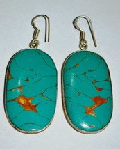 STERLING SILVER TURQUOISE EARRINGS - £26.40 GBP