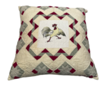 Judi Boisson Signed 1994 Rooster Quilted Pillow Farmhouse Multicolor 18" x 18" - $148.50