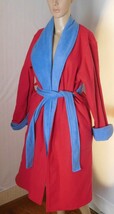 Handmade Women&#39;s Bathrobe Size S - Red and Blue Fleece - Warm and Soft! - $16.82