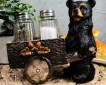 Ebros Black Bear Pushing Vintage Wagon Cart Salt And Pepper Shakers Hold... - $24.99