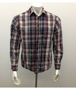 Roots  Men&#39;s Medium Long Sleeve Button Up Black - Red and White Plaid Sh... - $148.96 MXN