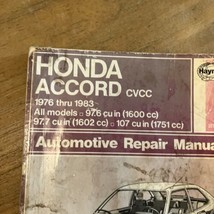 1976-1983 Honda Accord CVCC 351 1600cc 1602cc 107  Cu in Repair Manual - $5.94