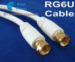 White 50&#39; ft RG6U Coaxial Digital Video Cable HD TV Satellite Antenna Wi... - £12.38 GBP