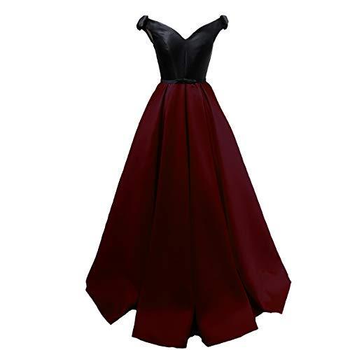 Off The Shoulder Black Top Long Formal Prom Evening Dresses Burgundy US 6