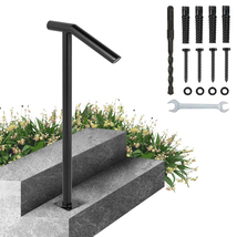 VEVOR Single Post Handrails for Outdoor, 1-2 Steps, Black Steel, 441lbs ... - $39.99