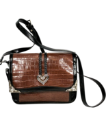 Texas Leather Manufacturing Brown Croc Print Shoulder Bag Purse w/ Heart... - $1,047.80 MXN