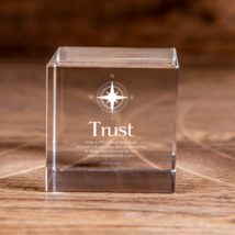 Proverbs 3:5-6 Trust in the Lord Direct Your Steps Square Cut Crystal Cube Chri - $47.49+
