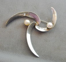 MCM Antonio Pineda Sterling Cultured Pearl Pin Taxco Mexico - $150.00