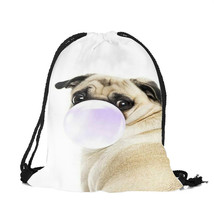 Pug Dog 3D Printing Women Girls Backpack 2018 Travel Shopping New Drawstring Bag - £12.79 GBP