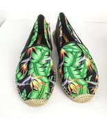 Loudmouth Canvas Flats Shoes Womans Size 6.5 M Lucky Green Black Tropica... - $41.52