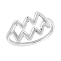 Astrological Zodiac Sign &#39;Aquarius&#39;  Sterling Silver Band Ring-7 - £9.20 GBP