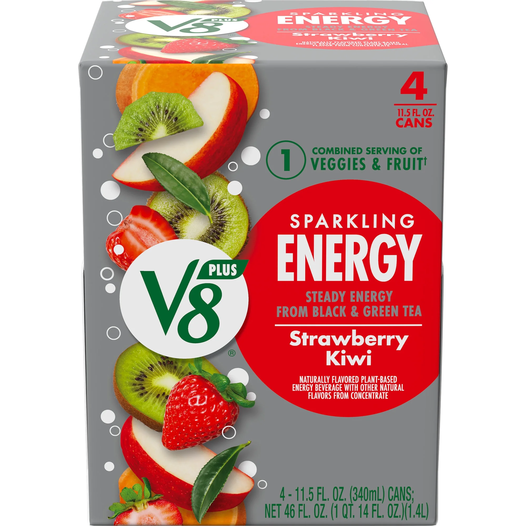 12 cans  11.5 fl oz/can V8 SPARKLING +ENERGY Strawberry Kiwi Energy Drink - £54.29 GBP