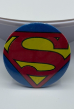 Superman Button Superman Comic Logo Pin Vintage Superman Pinback - £5.22 GBP