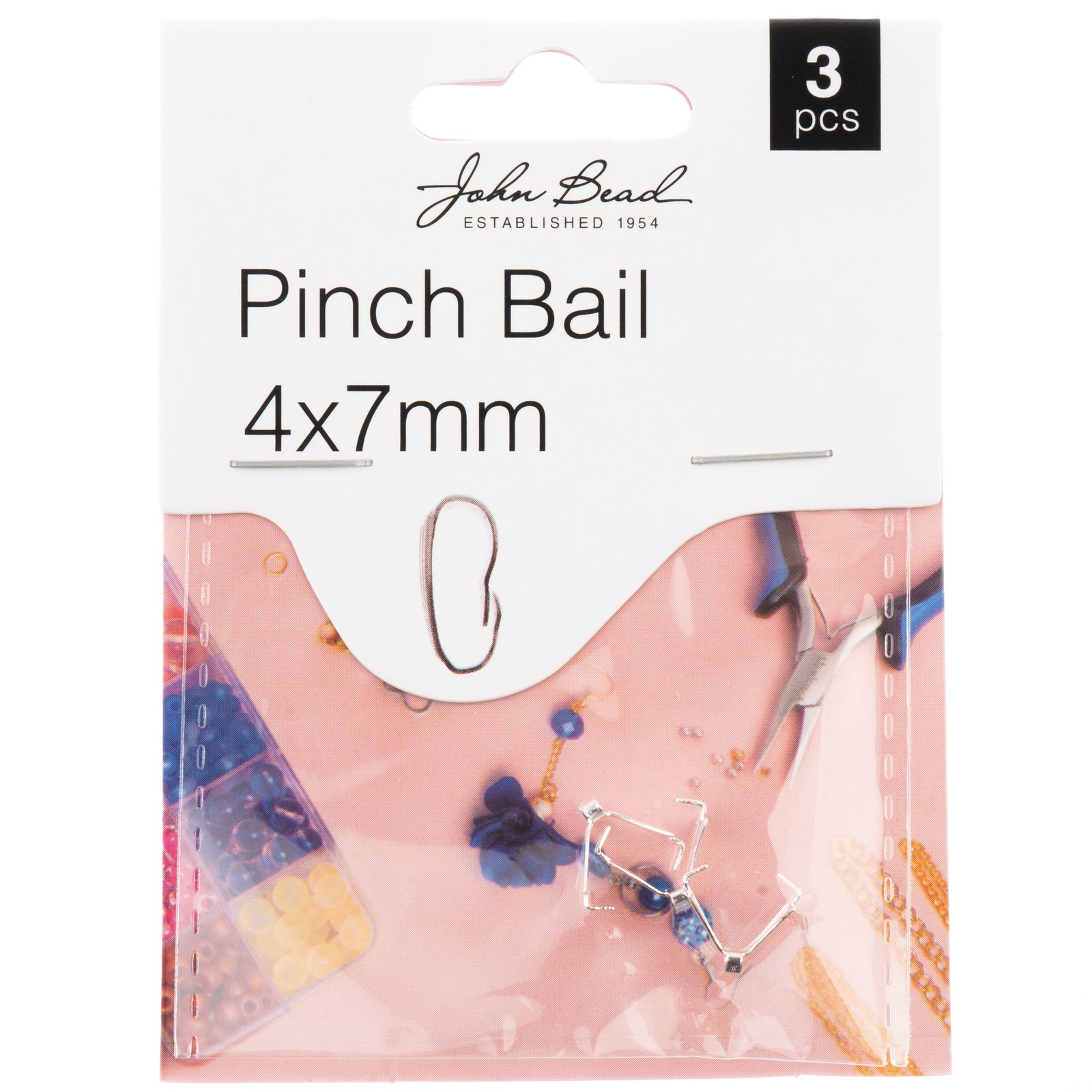 John Bead Pinch Bail 4x7mm 3/Pkg-Silver 1401174 - $7.09