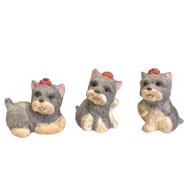 1475 Homco Yorkshire Terrier Puppies Figurines Set 3 Vintage Home Interior - $24.45